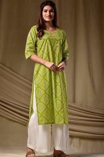 Parrot cambric cotton kurti palazzo set