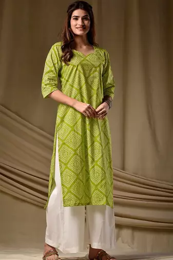 Parrot cambric cotton kurti palazzo set