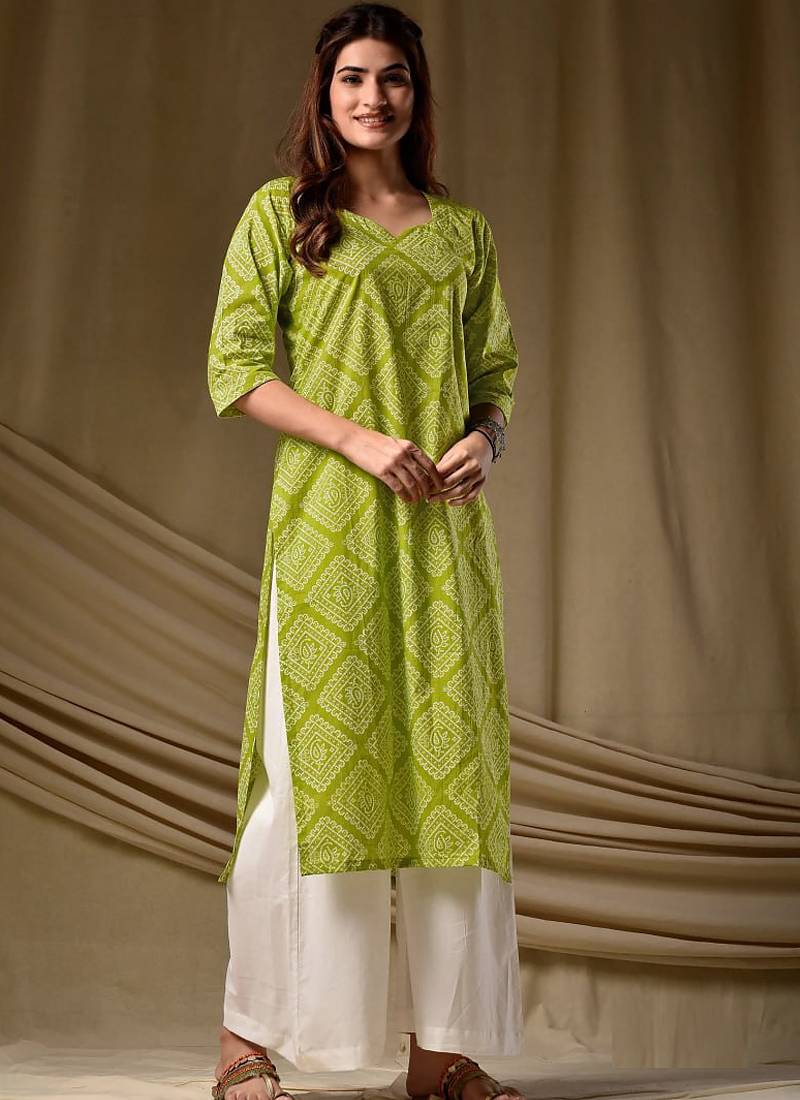 Parrot cambric cotton kurti palazzo set