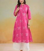 Pink cambric cotton kurti palazzo set