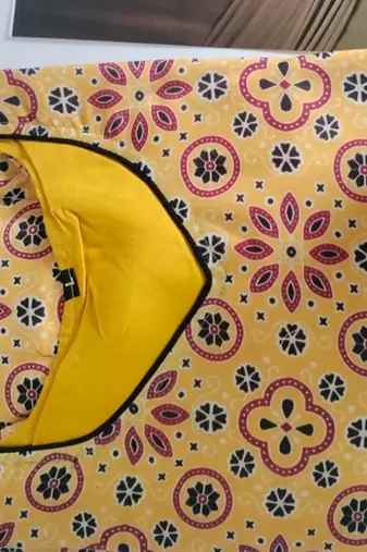 Yellow cambric cotton kurti palazzo set