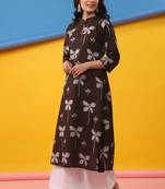 Brown cambric cotton kurti palazzo set