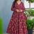 Maroon rayon digital printed kurti with pant set
