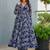 Blue rayon digital printed kurti with pant set