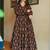 Brown rayon digital printed kurti with pant set