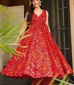 Red rayon digital printed kurti with palazzo set