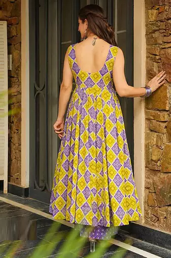 Purple rayon digital printed kurti with palazzo set