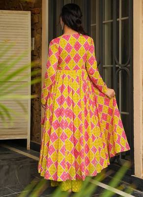 Yellow rayon digital printed kurti with palazzo set 2