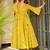 Yellow rayon digital printed kurti with palazzo set