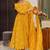 Yellow muslin silk blend digital printed kurti with palazzo set