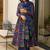 Blue muslin silk blend digital printed kurti with palazzo set