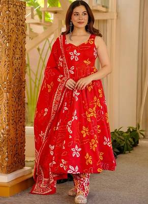 Oragne muslin silk blend kurti pant with dupatta set 1