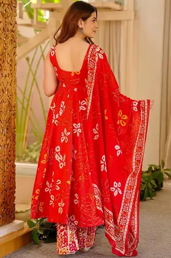 Oragne muslin silk blend kurti pant with dupatta set