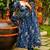 Blue tebby silk blend anarkali salwar suit with dupatta