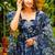 Blue tebby silk blend anarkali salwar suit with dupatta