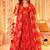 Orange tebby silk blend anarkali kurta pant dupatta set