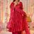 Pink tebby silk blend anarkali kurta pant dupatta set