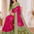 Mehendi Green Foil Print With Beautiful Mirror Crepe georgettete Saree