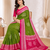 Mehendi Green Color Foil Print With Beautiful Mirror Work Crepe Georgette Saree
