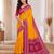 Mustard Yellow Color Foil Print With Beautiful Mirror Work Crepe Georgette Saree