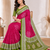 Rani Pink Color Foil Print With Beautiful Mirror Work Crepe Georgette Saree