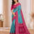 Sky Blue Color Foil Print With Beautiful Mirror Work Crepe Georgette Saree