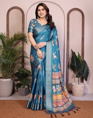 Premium cotton silk & soft flowing drape silk floral print sarees 1