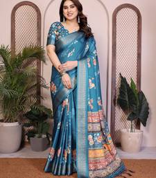 Premium cotton silk & soft flowing drape silk floral print sarees