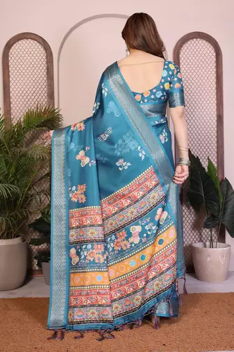 Premium cotton silk & soft flowing drape silk floral print sarees