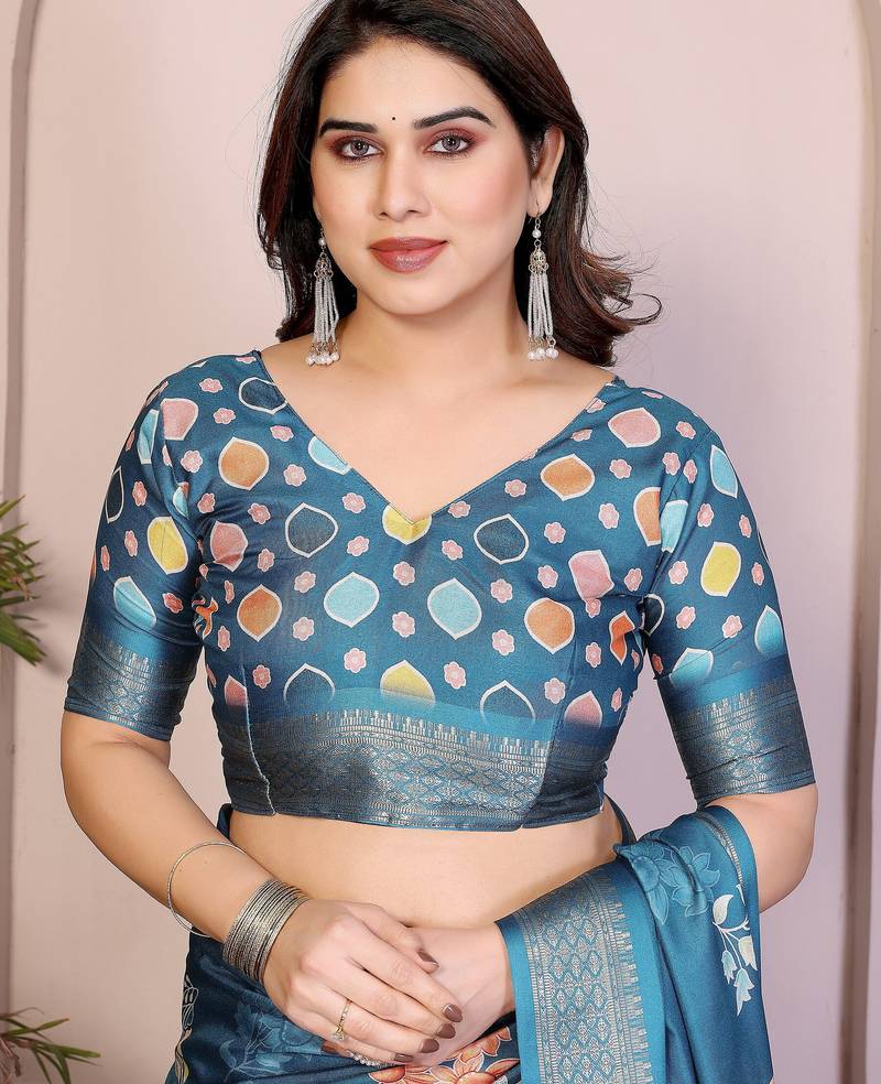 Premium cotton silk & soft flowing drape silk floral print sarees