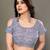 Grey heavy chiffon printed lace border saree with blouse