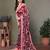 Pink heavy chiffon printed lace border saree with blouse