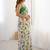 Green heavy chiffon printed lace border saree with blouse