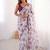 Purple heavy chiffon printed lace border saree with blouse