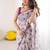 Purple heavy chiffon printed lace border saree with blouse