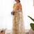 Yellow heavy chiffon printed lace border saree with blouse