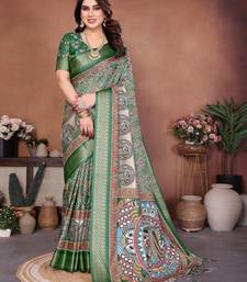 Heavy rich cotton silk digitalprint & jequared rich heavy border with fancy tassel with jacqurd blouse