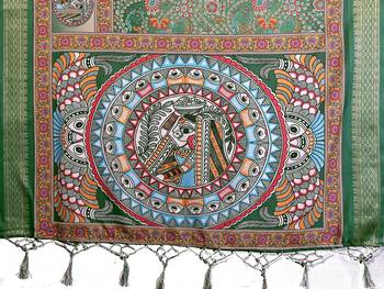 Heavy rich cotton silk digitalprint & jequared rich heavy border with fancy tassel with jacqurd blouse 5