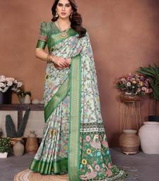 Heavy rich cotton silk digitalprint & jequared rich heavy border with fancy tassel with jacqurd blouse
