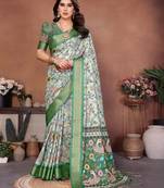 Heavy rich cotton silk digitalprint & jequared rich heavy border with fancy tassel with jacqurd blouse