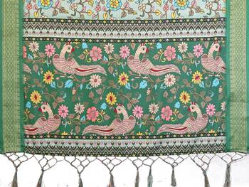 Heavy rich cotton silk digitalprint & jequared rich heavy border with fancy tassel with jacqurd blouse 5