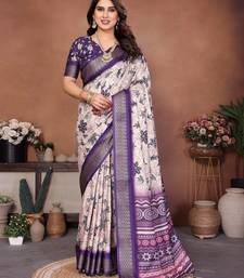 Heavy rich cotton silk digitalprint & jequared rich heavy border with fancy tassel with jacqurd blouse