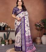 Heavy rich cotton silk digitalprint & jequared rich heavy border with fancy tassel with jacqurd blouse