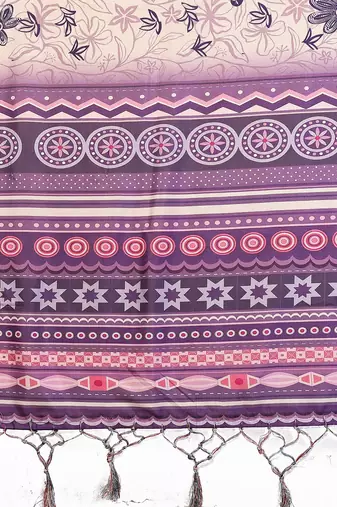 Heavy rich cotton silk digitalprint & jequared rich heavy border with fancy tassel with jacqurd blouse
