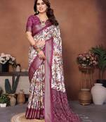 Heavy rich cotton silk digitalprint & jequared rich heavy border with fancy tassel with jacqurd blouse