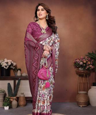 Heavy rich cotton silk digitalprint & jequared rich heavy border with fancy tassel with jacqurd blouse 3