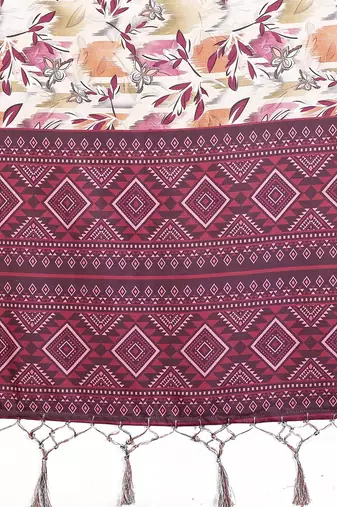Heavy rich cotton silk digitalprint & jequared rich heavy border with fancy tassel with jacqurd blouse