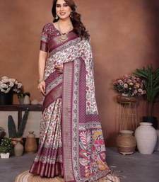 Heavy rich cotton silk digitalprint & jequared rich heavy border with fancy tassel with jacqurd blouse