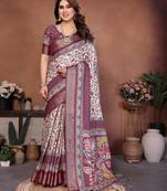 Heavy rich cotton silk digitalprint & jequared rich heavy border with fancy tassel with jacqurd blouse