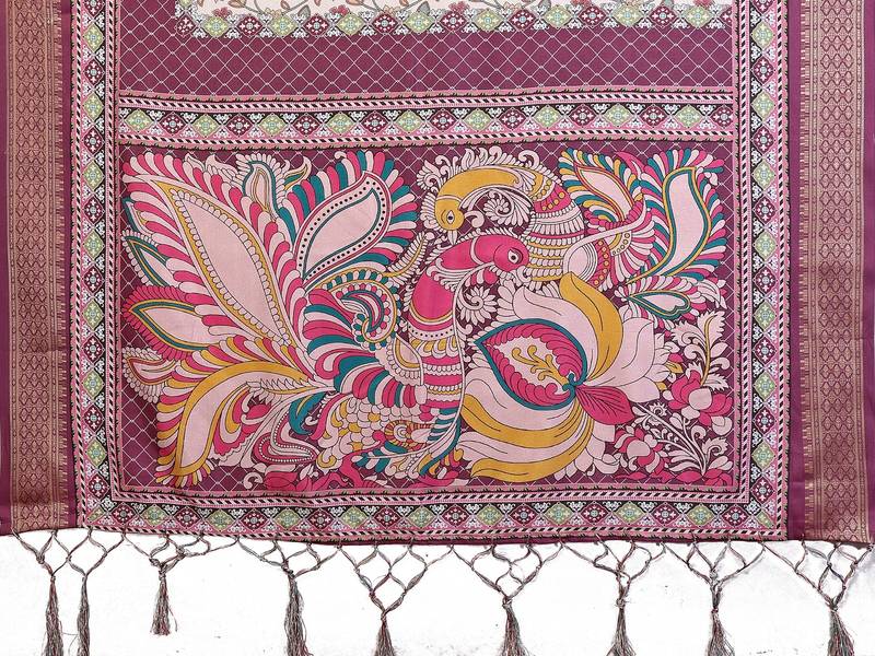 Heavy rich cotton silk digitalprint & jequared rich heavy border with fancy tassel with jacqurd blouse